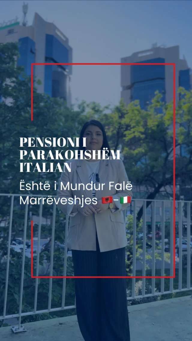A e ke ditur që mund të dalësh në pension të parakohshëm 🕰️, pavarësisht moshës, edhe nëse nuk i ke bërë të gjitha vitet e punës në Itali.Po, është e mundur — marrëveshja dypalëshe 🇦🇱🤝🇮🇹 Shqipëri–Itali i hap rrugën shumë shqiptarëve që kanë punuar në të dy vendet për të përfituar këtë të drejtë!42 vite e 10 muaj ⏳ nuk janë më pengesë nëse i ke ndarë mes Shqipërisë dhe Italisë.📞 Na kontakto dhe zbulo nëse je gati për pension sot — dhe jo pas disa vitesh!#UIMAlbania #pensioniparakohshëm #shqipëriitali #kujdessocial #diaspora #emigrim #reelsinformues #eDrejtaJote #pensioniim #INPS #ISSH